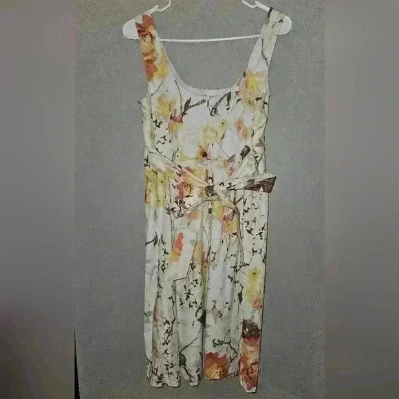Maurices Women's Sundress White‎ with Floral Pattern Belt Zipper Size Medium - Picture 1 of 7